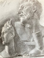 tres beau dessin fusain XIXe