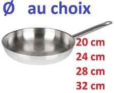 Poêle INOX PROFESSIONELLE Ø AU CHOIX 20 24 28 32 CM   Tous Feux + Induction  