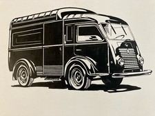 Très Beau Dessin Encre Design Camion Renault Goelette Automobile Art Camionnette