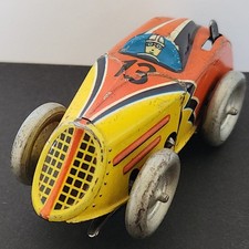 ANTIQUE TOY GREAT LITHOGRAPH MECHANICAL RACING CAR - ARNOLD 1935 - 9 CM