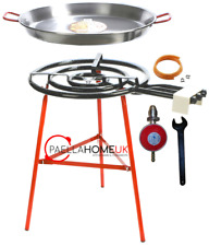 70cm Polished Paella Pan + 60cm 3 Ring Gas Burner + Propane Regulator + Legs Set