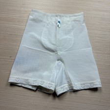 Vintage 60s Panty Shaper Girdle Mid Thigh Garter Size Medium White Spandex Nylon