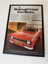 Framed Original 1971 Mk1 Ford Escort RS Mexico Magazine Advert Poster Retro