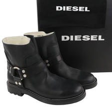 Diesel D-Throuper Femmes EU40 en Cuir Noir Train Chaussures Décontractées
