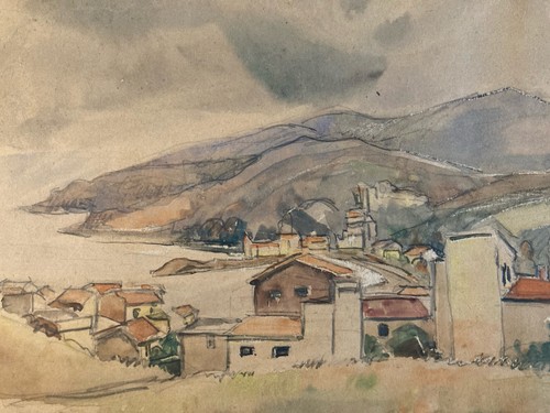 Painting peinture village - painting,