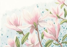 LANARTE  0149997  Magnolias  Kit  Broderie  Point de Croix  Compté  Lin