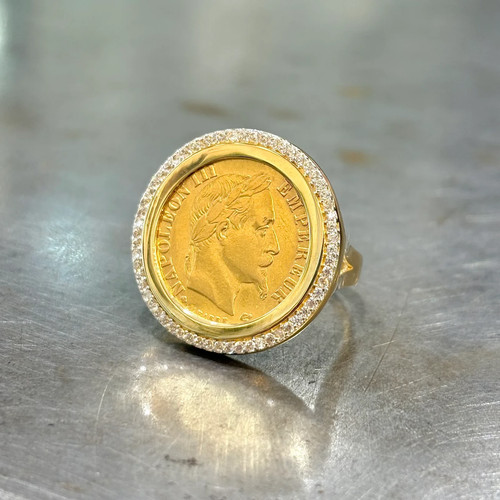 Bague pièce jaune - or,