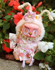 Custom OOAK Happiness LABUBU Shiawase Japanese Dragon Bunny Inspired Kimono