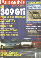 L'AUTOMOBILE  N°488 309 GTI / GOLF GTI16S / KADETT GSI / COROLLA GT16S / 205 GTI