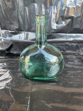 Vintage Green Aqua Demijohn Wine Jug Viresa Glass Decoration MCM boho Oval