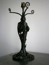 Large Art Deco Roses Wrought Iron Lamp Stand 1930 H. Chain Light Antique