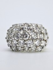 Bague Cocktail en Argent Massif pavée de Zircons Poinçon Minerve et Orfèvre T 53