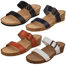 Ladies Down To Earth Mule Wedge Sandals F1R2087