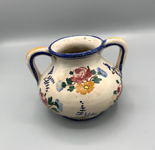 Italian Ceramic Vase, Jar with Hand Painted Hand Painted Flower Decor Hand 