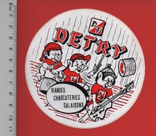 ❤ DETRY CHARCUTERIE VIANDE SALAISON - COCHON - AUTOCOLLANT VINTAGE ❤