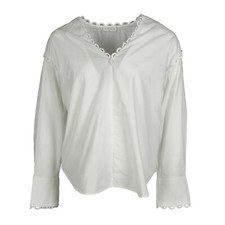 Sandro Paris Women's Blouse Size 2 /M Cotton Embroidered Hem E11687E