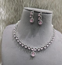 Indien Bollywood Mariage Fête Usure Plaqué Argent Zircone Bijoux Femme GY-21