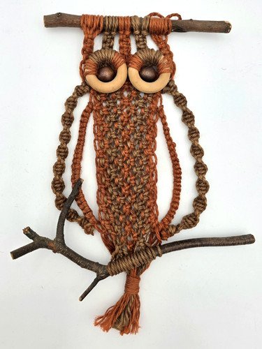 1970s macrame owl wall hanging - macrame,
