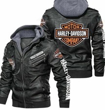 Cafe Racer Vintage HD Cruiser Black Leather Rugged Motorbike Hooded Biker Jacket