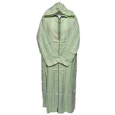 Marocain Coton Mélange à Capuche Manches Longues Vert Thobe Juba Djellaba