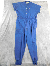 Landau Forward Jumpsuit Scrub Cargo Womens XL Blue Four Way Stretch Jogger