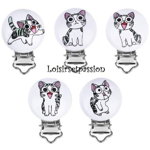 Clip pince tétine bois chat - pince,