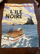 Tintin Poster L'ile Noire, 13" X 19", Poor Condition