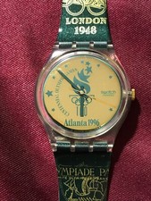 Wristwatch SWATCH Gent ATLANTA 1996 (GZ136)-NEW/NOS-Olympic Special-Gold/Green