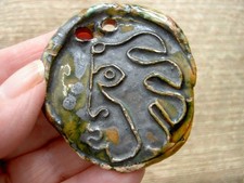 pendentif bijou en Céramique Accolay "Profil Homme" - Vintage 1960/1970