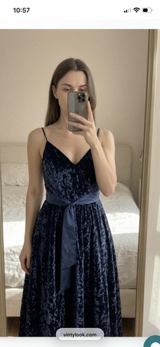 Robe velours bleu nuit - nuit, chic