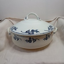 Antique Earthenware Tureen - St Amand Hamage Orchies - Blue Floral Decor