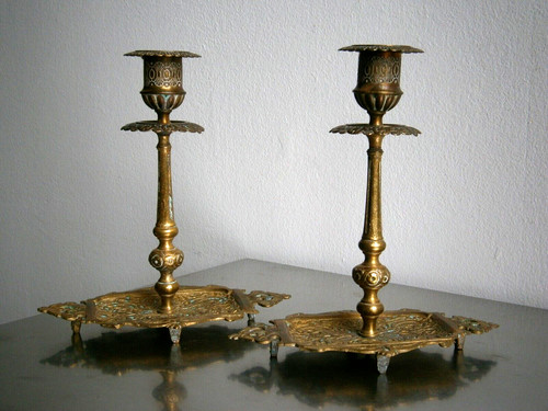 Paire chandeliers bronze - paire, 19°s