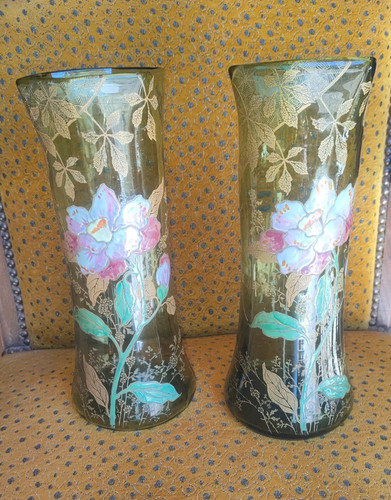 Legras paire vases verre - vases, en