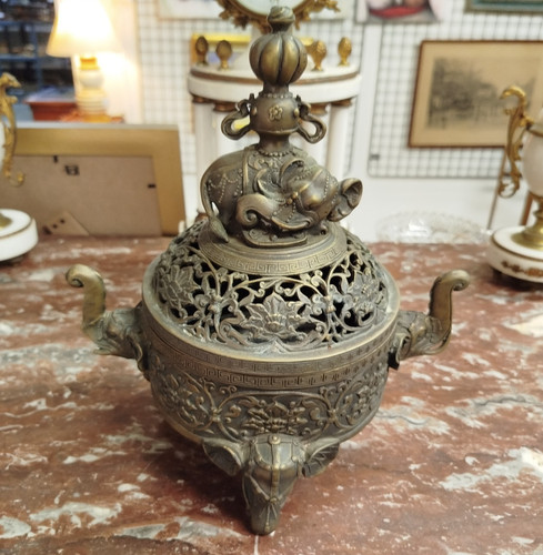 Brule encens bronze - encens, ajouré