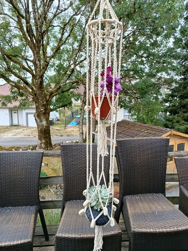 Porte plante macramé pour 2 - porte-plante,
