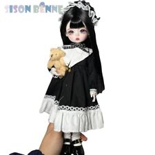 Noir Long Cheveux Droits 1/6 BALL JOINT BJD Poupée Avec Robe Noire Jolie Fille