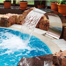 VEVOR Fontaine Lame d'Eau de Piscine en Acier Inoxydable Bassin Jardin 30x60 cm