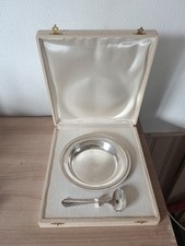 Ensemble Assiette et Cuillère à bouillie Metal Argenté XXème Poinçons 