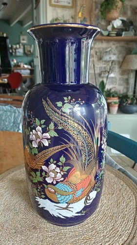 Vase vintage porcelaine bleu - vintage,