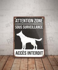 Plaque métal vintage Accès interdit chien Berger Allemand Panneau Décoration