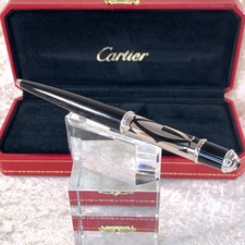 Cartier Ballpoint Pen Diabolo Logotype Black Enamel Palladium Finish with Case