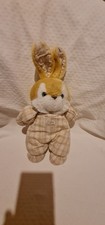 Doudou peluche lapin beige blanc vichy  TARTINE ET CHOCOLAT Vintage 25 cm Tbé 