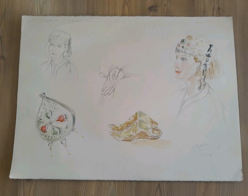 Ancien croquis dessin - , crayon