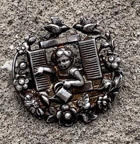 Broche art nouveau métal - broche,