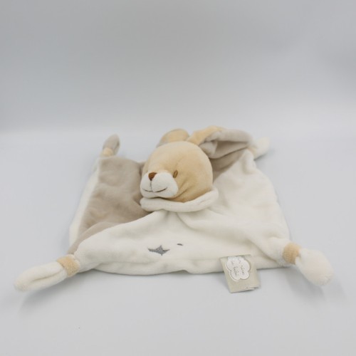 Doudou plat lapin blanc beige