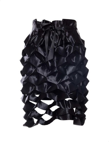 Jupe rubans satin noir - en, de