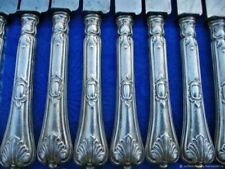 Antique 6pcs Rocaille Silver France Antique Knife Service Set of Cutlery