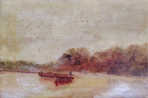 Huile sur bois le marais - huile,