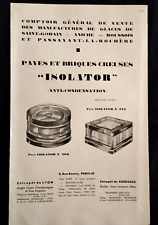 1920s Saint-Gobain Paris INSULATOR hollow brick and cobbled brochure