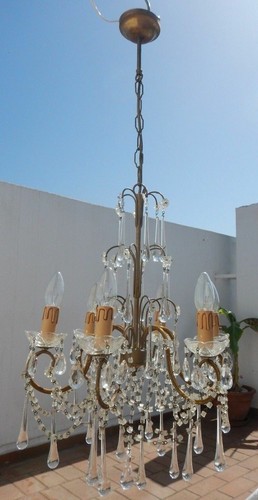 Lustre ancien métal gouttes - lustre,